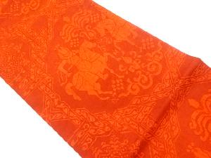 リサイクル　ふくれ織騎馬人物に華紋模様織出し全通袋帯